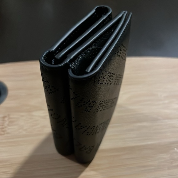 BALENCIAGA Leather Punching Mini Wallet Trifold Black Women Unused S1904 - Picture 4 of 16